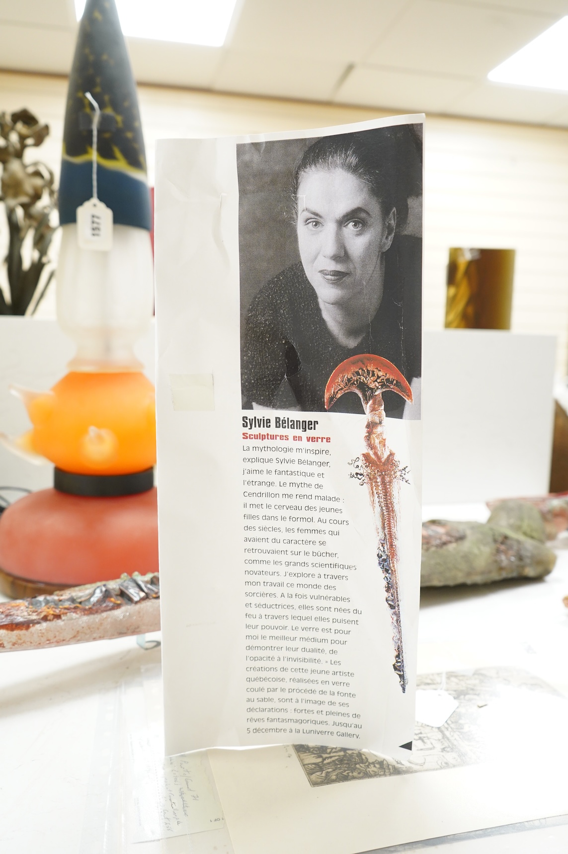 Sylvia Belanger, coloured sand cast studio glass bust of a lady-49cm high.